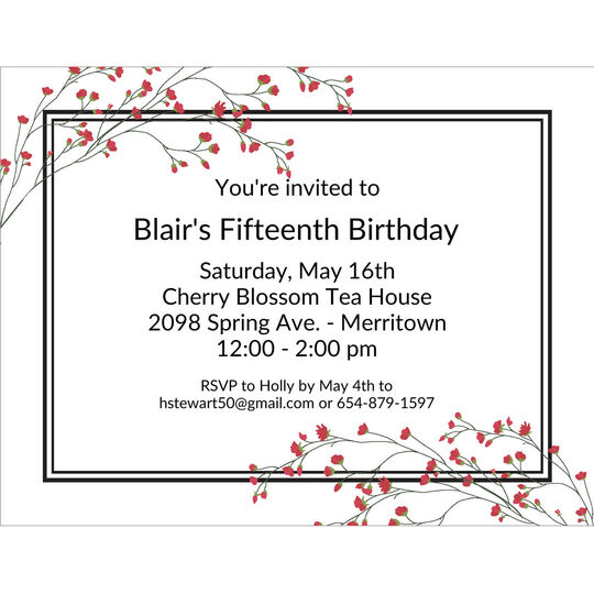 Red Tiny Blossoms Small Invitations